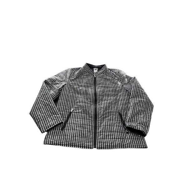 Chico's Reversible Black White Houndstooth lightweight Puffer jacket - Picture 1 of 8